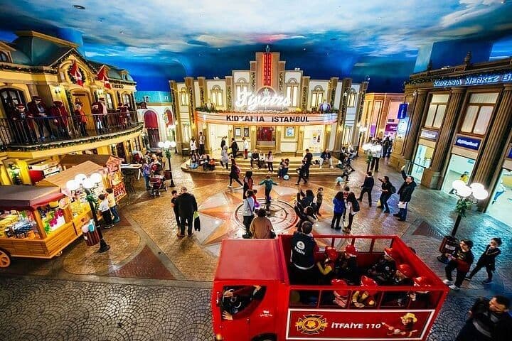 KidZania Istanbul aerial view of main square showing full Stamped Concrete installation