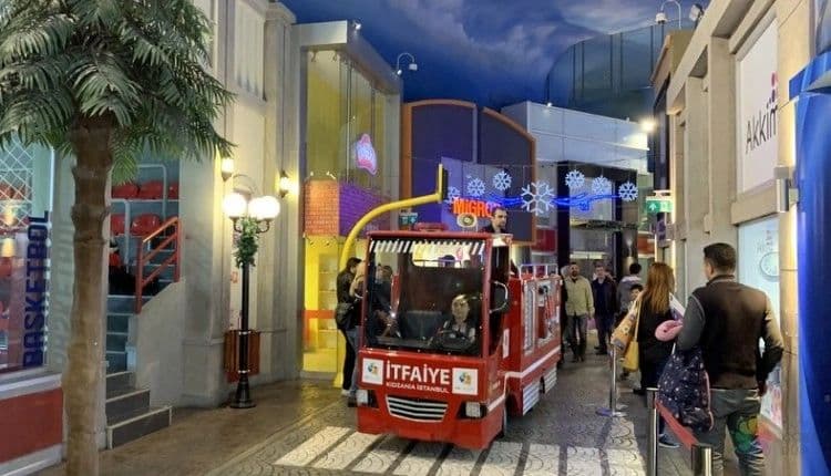 KidZania Istanbul indoor street scene with Bomanite paving